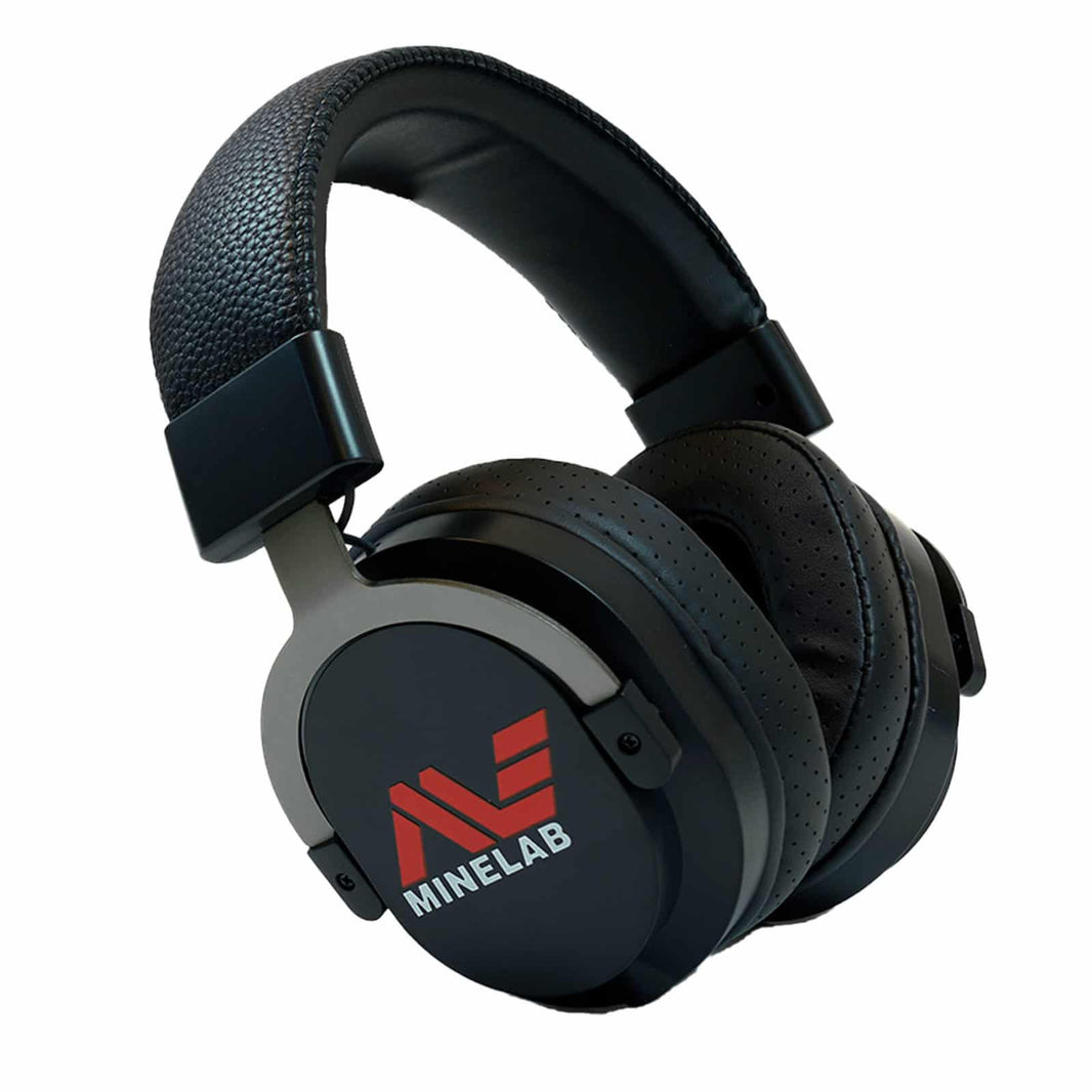 Minelab ML100 wired headphones with cushioned earcups and adjustable headband for SDC 2300 detector