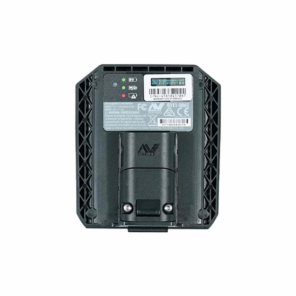 Minelab lithium battery side profile showing connector
