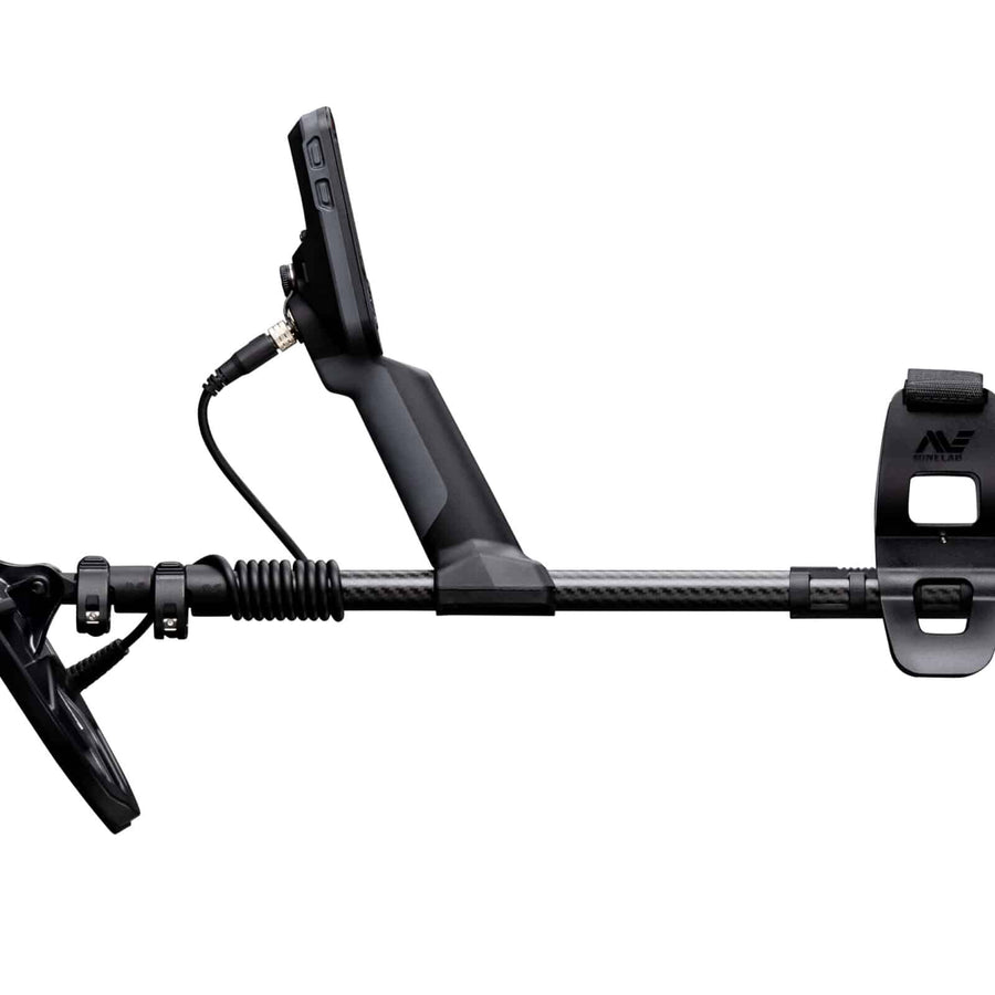 Minelab Equinox 900 with shaft collapsed to 24 in for transport