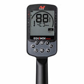 Minelab Equinox 900 control pod with monochrome LCD showing target ID 88 and the keypad