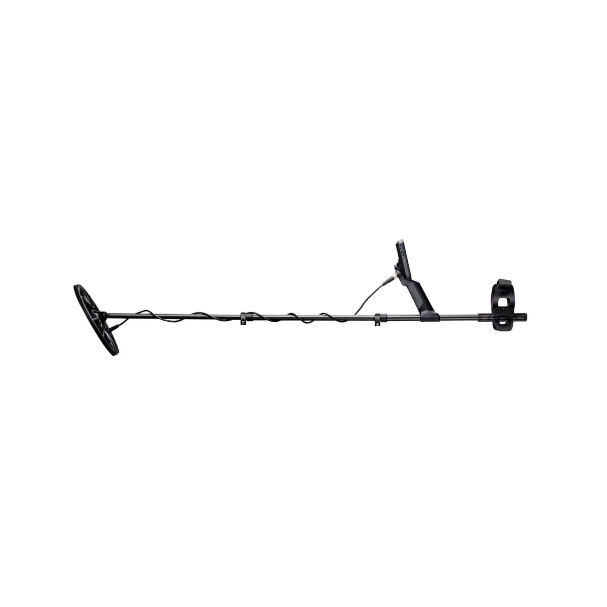 Minelab Equinox 900 extended to full length with EQX 11 in coil, side view