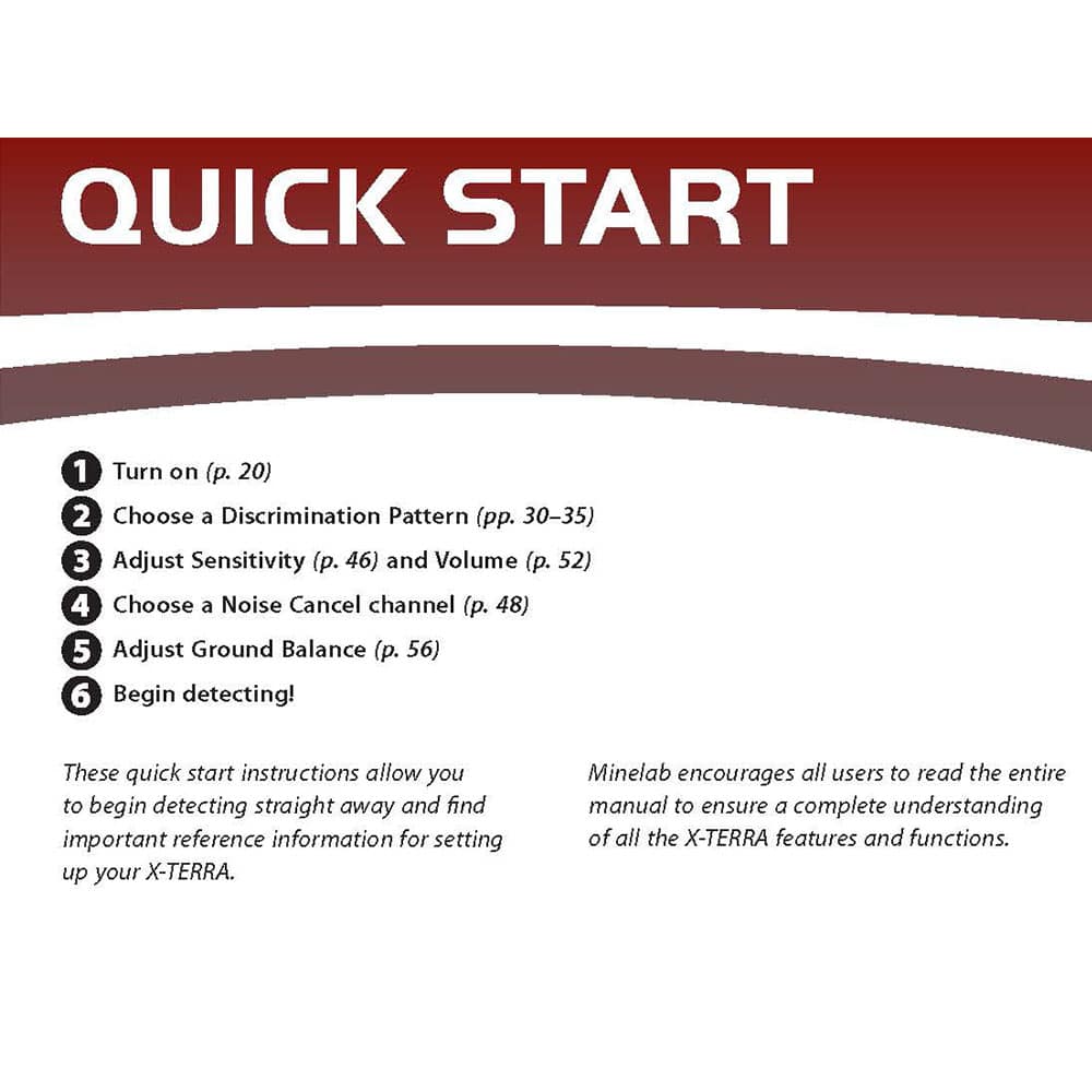 Minelab X-Terra 305 | 505 Getting Started Guide Digital