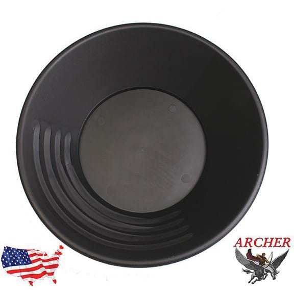 Gold Buddy Archer 14 inch gold pan black model side view showing depth and construction