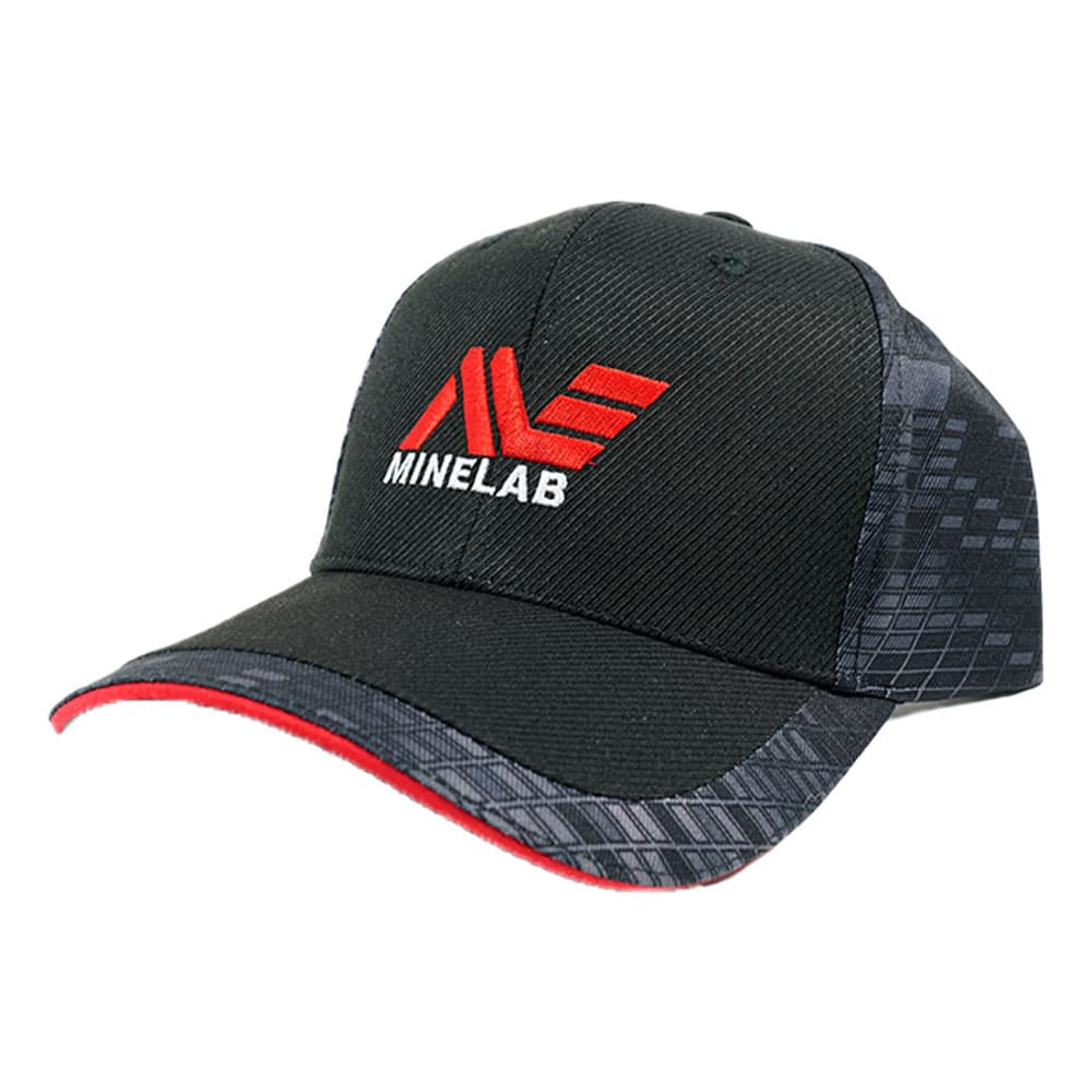 Side view of Minelab camo hat showing low profile design