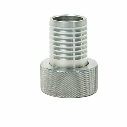 AU Engineering 1.25 inch aluminum hose connector showing threaded and slip ends