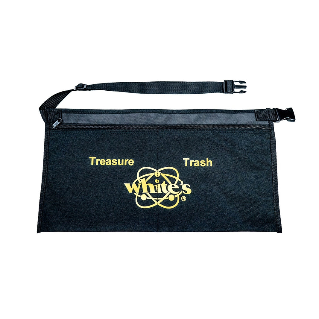 White's Deluxe heavy-duty nylon metal detecting apron with dual pockets and full zipper closure