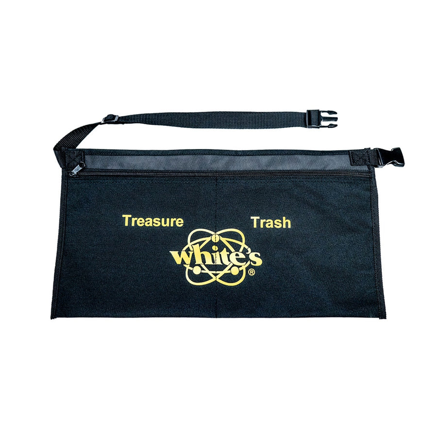 White's Deluxe heavy-duty nylon metal detecting apron with dual pockets and full zipper closure