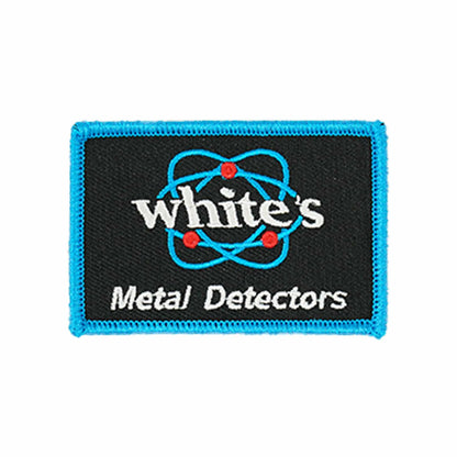 Colorful White's Electronics iron-on patch showing brand logo, measures 2x3 inches