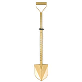Motley Field Fox adjustable shovel in gold finish with forward-angled ergonomic design