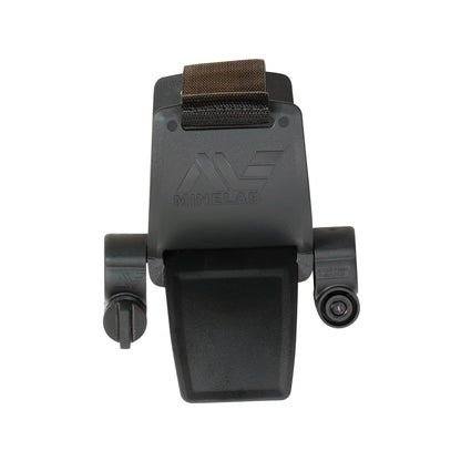 Close-up view of Minelab armrest assembly showing mounting hardware