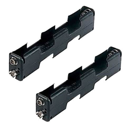 Two black plastic electronic connector blocks with metal screw terminals, shown on a plain white background.