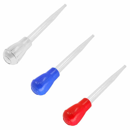 Three Blue Bowl Basters in white, red, and blue colors for gold prospecting water transfer