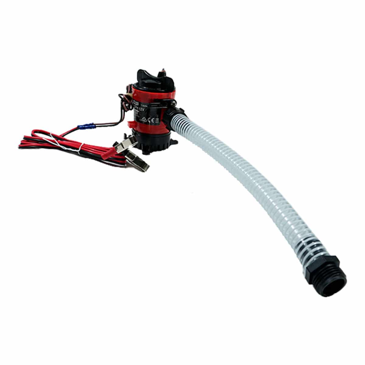 Blue Bowl 750 GPH 12-volt water pump with battery clips and flex hose