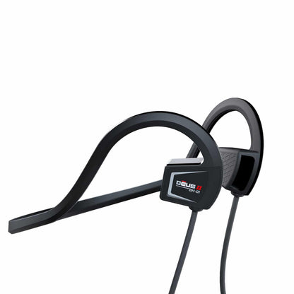 XP BH-01 bone conduction headphones with red transducers and gray headband on white background