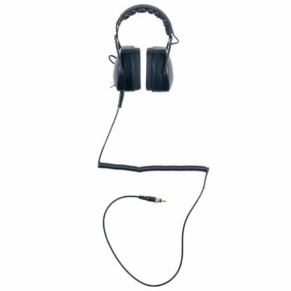 Black Widow Platinum headphones with coiled cord and 1/8 in plug for Equinox and Manticore