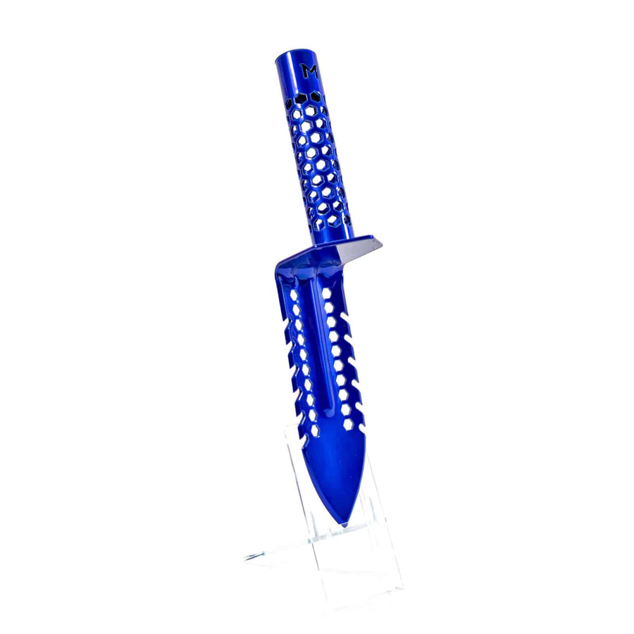 Blue Motley Grass Knife featuring CNC-sharpened cutting edge and 13oz lightweight design