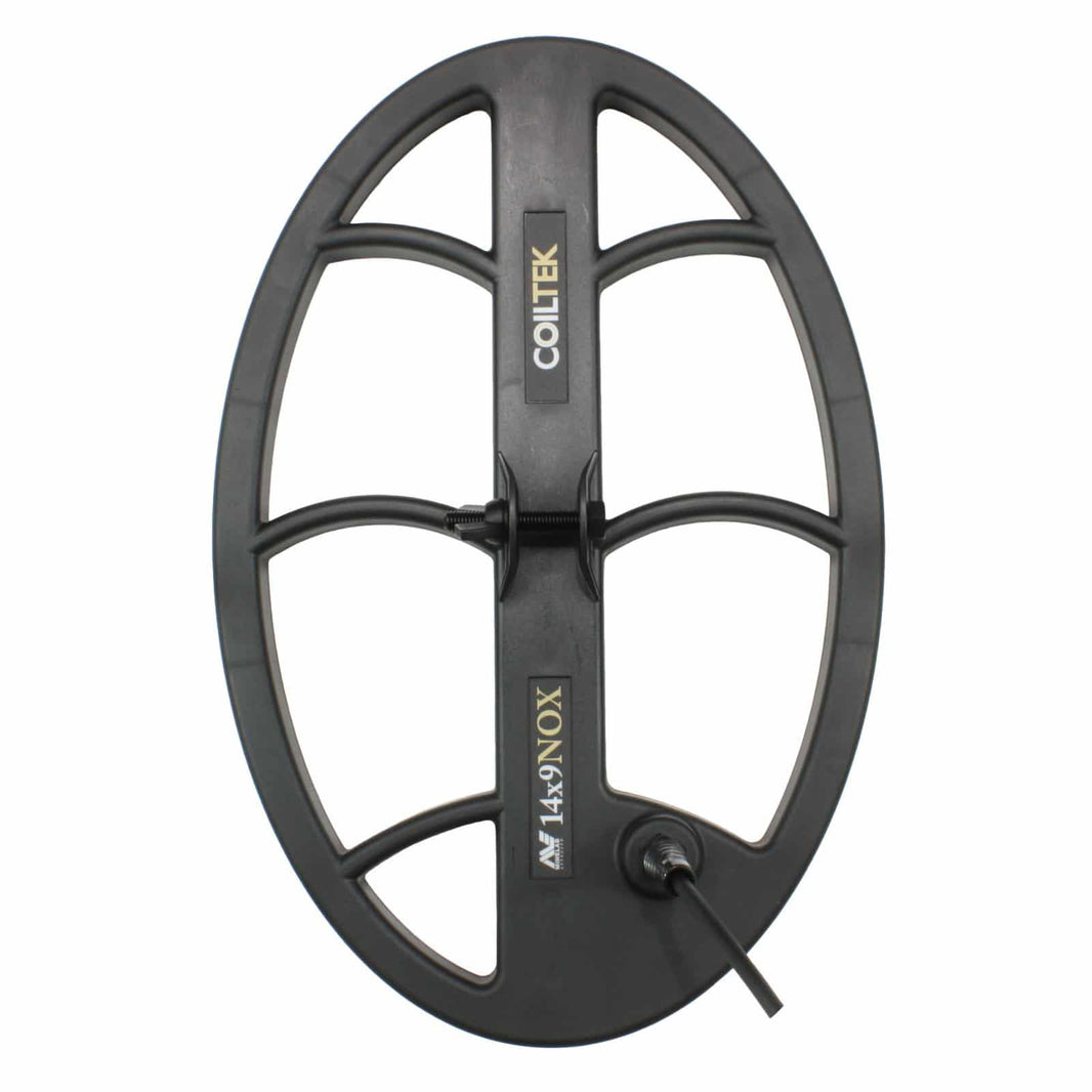 Coiltek 14x9 DD search coil with attached skidplate for Minelab Equinox detectors