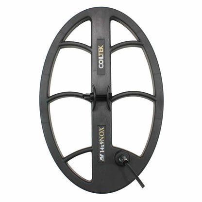 Coiltek 14x9 DD search coil with attached skidplate for Minelab Equinox detectors