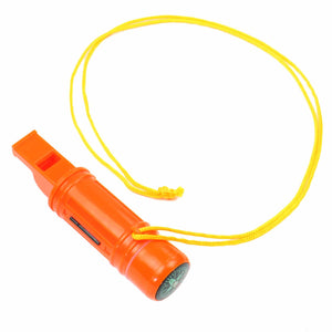 5-in-1 Orange Survival Whistle with Lanyard