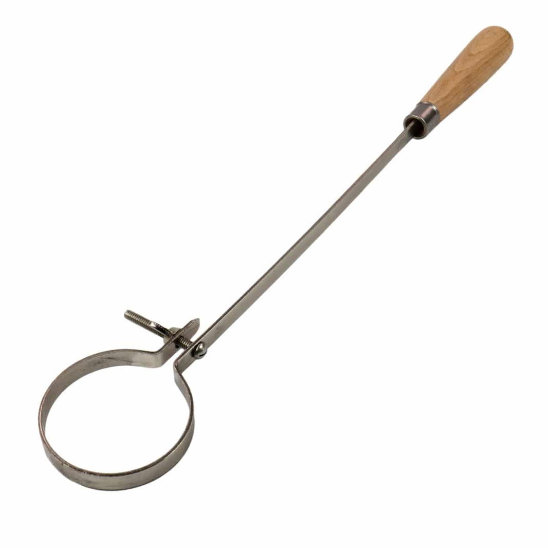 TerraX 15 inch steel crucible tongs with wood handle and adjustable grip mechanism