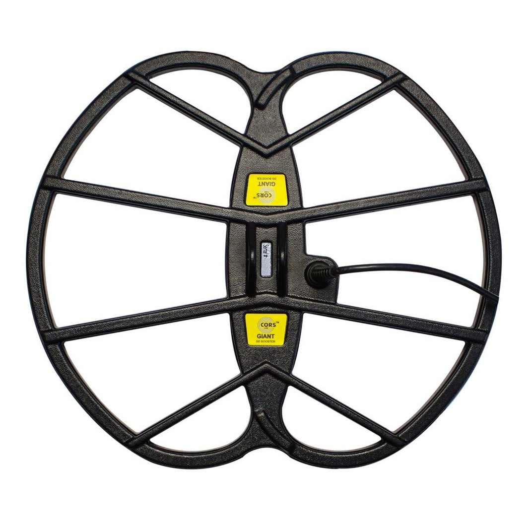 CORS Giant 15x17 DD coil for Bounty Hunter Gold and Platinum detectors with skidplate attached