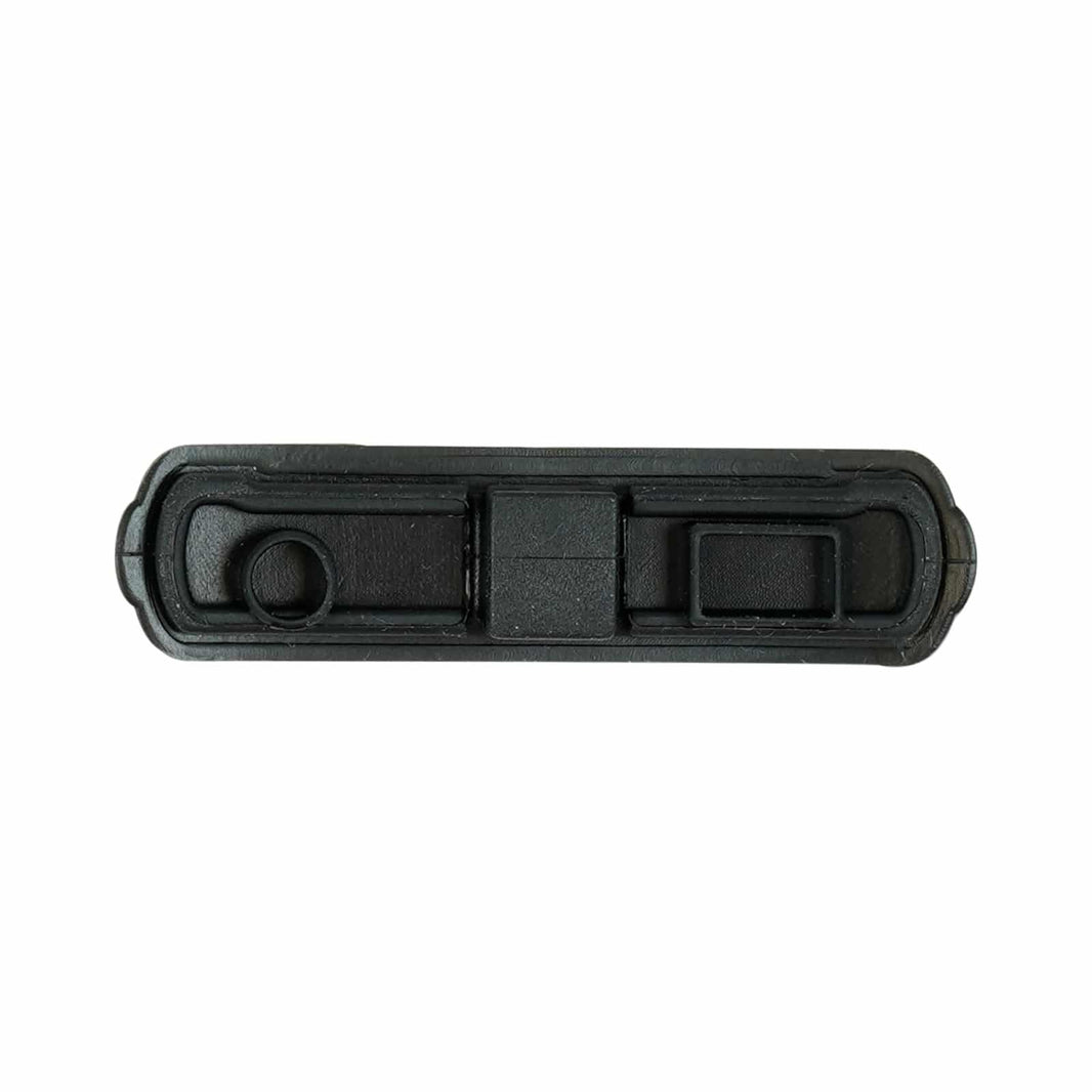 Close-up view of XP Deus remote control rubber replacement showing installation position and fit