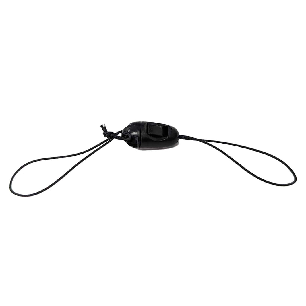 Black nylon lanyard with center clip connector and two looped ends for securing XP Deus II remote control during field hunts