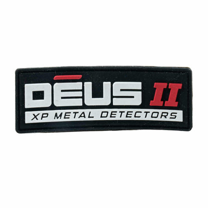 XP DEUS II official black rubber logo patch with weatherproof design