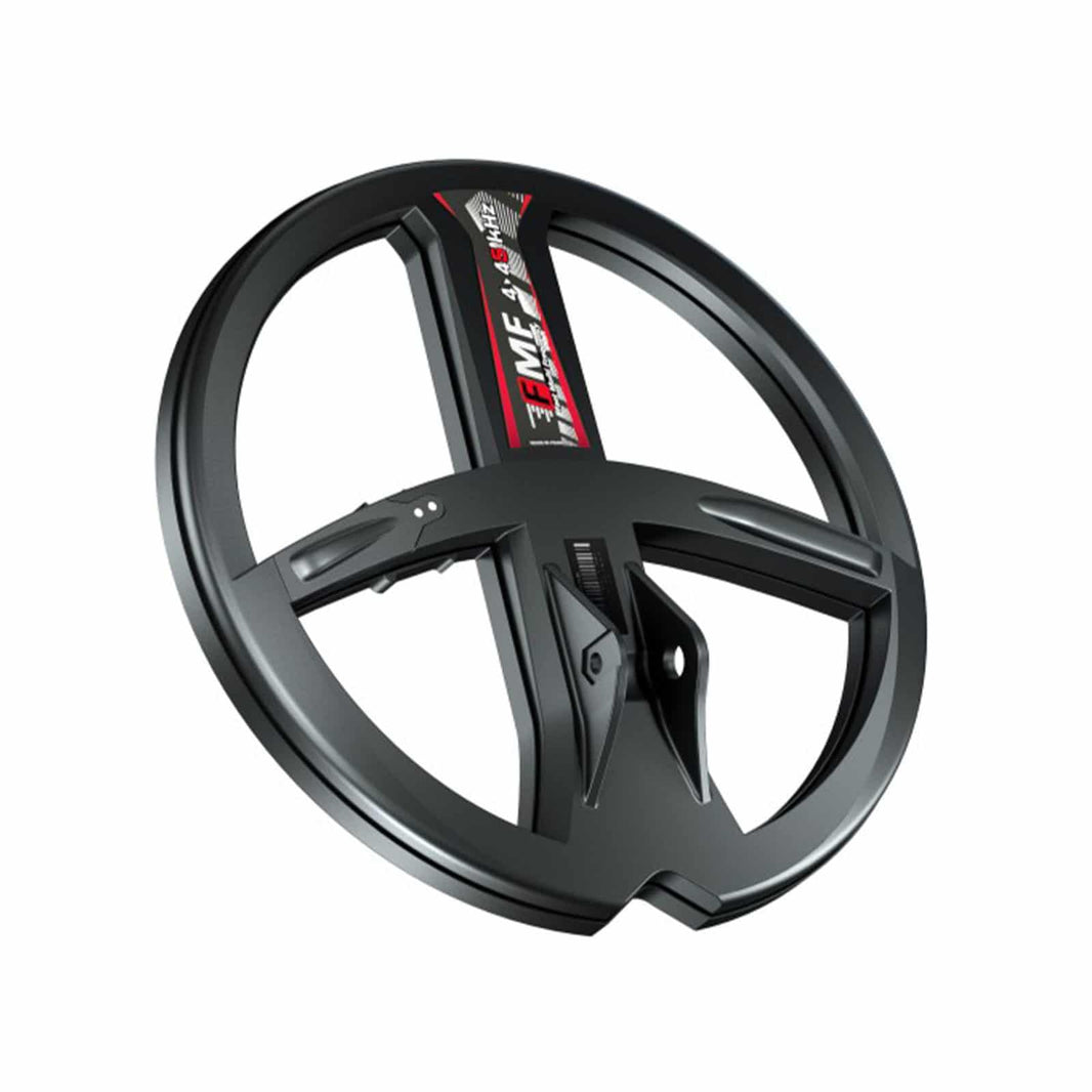 XP Deus II 9-inch round FMF waterproof search coil on a white background