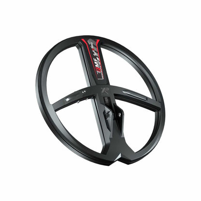 XP Deus II 11 inch round FMF wireless search coil top view with red accent stripe