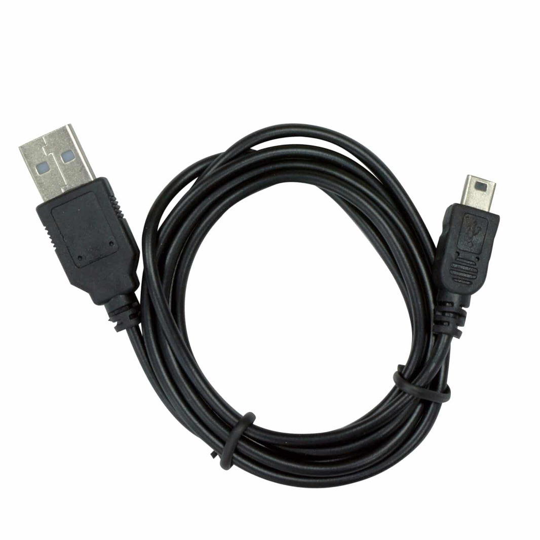 Black USB cable with standard USB-A connector and mini-B connector for XP Deus and ORX firmware updates and charging