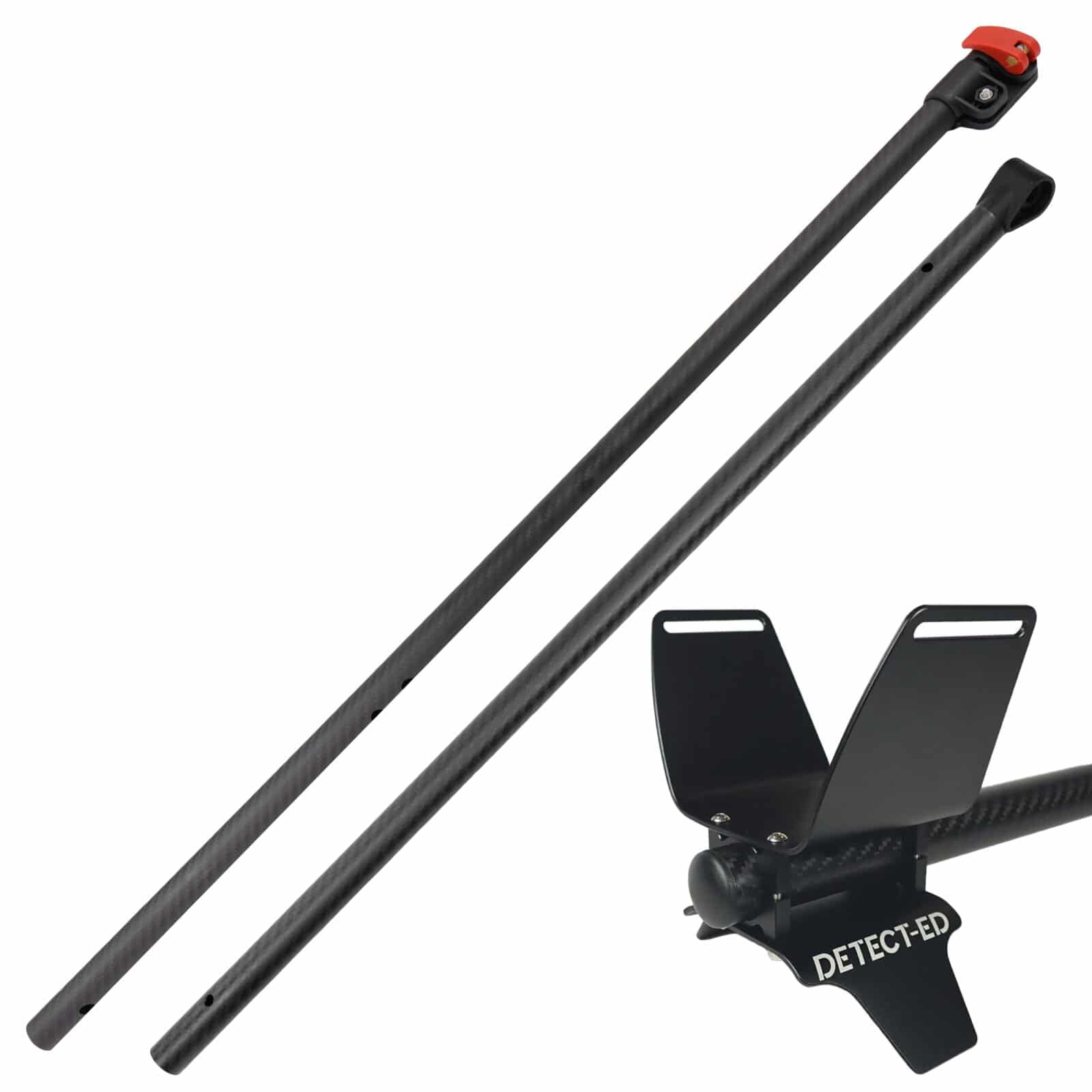 Detect-Ed Black LS Carbon Fiber Upper & Lower Shaft for Minelab Equinox Detector w/ Alloy Arm Cuff