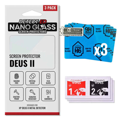 Detect-Ed Nano Glass screen protector 3-pack for XP Deus II with cleaning wipes
