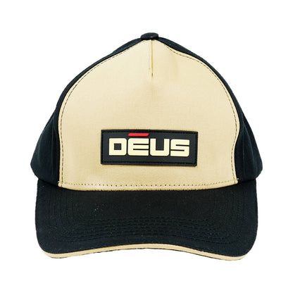 Black baseball cap with metal buckle closure shown from rear view against white background