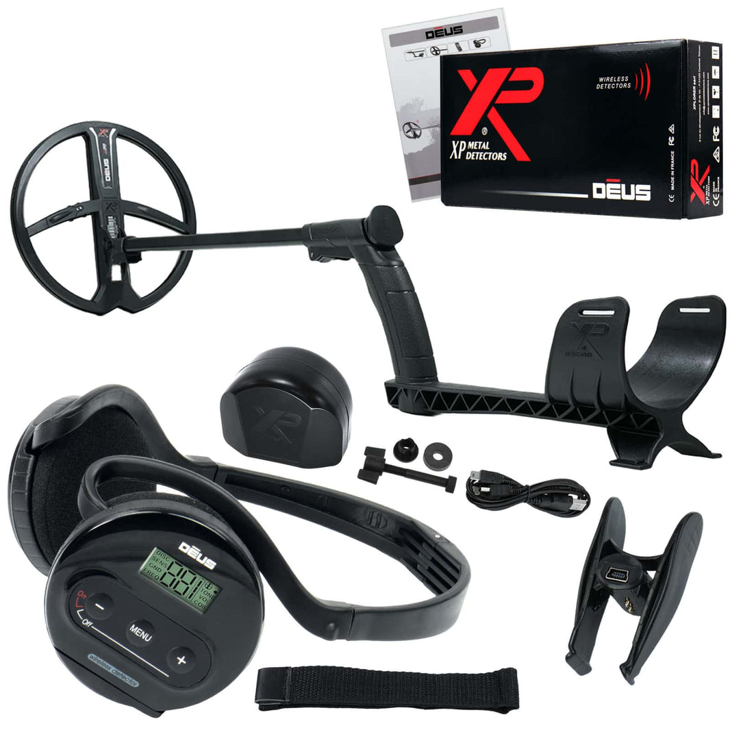 XP Deus wireless metal detector with 9-inch X35 waterproof coil and WS4 backphone headphones