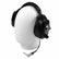 Black Widow Platinum headphones front view on display head with 1/4 inch angle plug