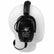 Black Widow Platinum headphones side profile on display head with coiled cable
