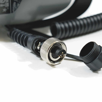 Close up view of the waterproof connection.