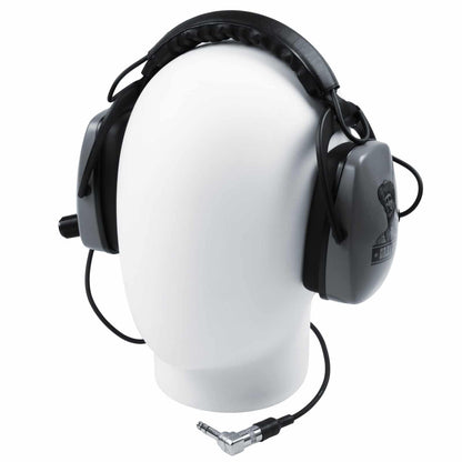 Rear view of DetectorPro Gray Ghost Platinum headphones showing adjustable padded headband