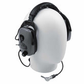 Rear side view of Gray Ghost Platinum headphones with 90 degree angle stereo plug