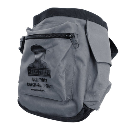 Gray Ghost Ultimate Catch All Pouch front view showing the zipper pocket, side Velcro pouch and belt