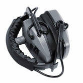 Gray Ghost Wireless Platinum headphones folded flat for storage showing padded headband