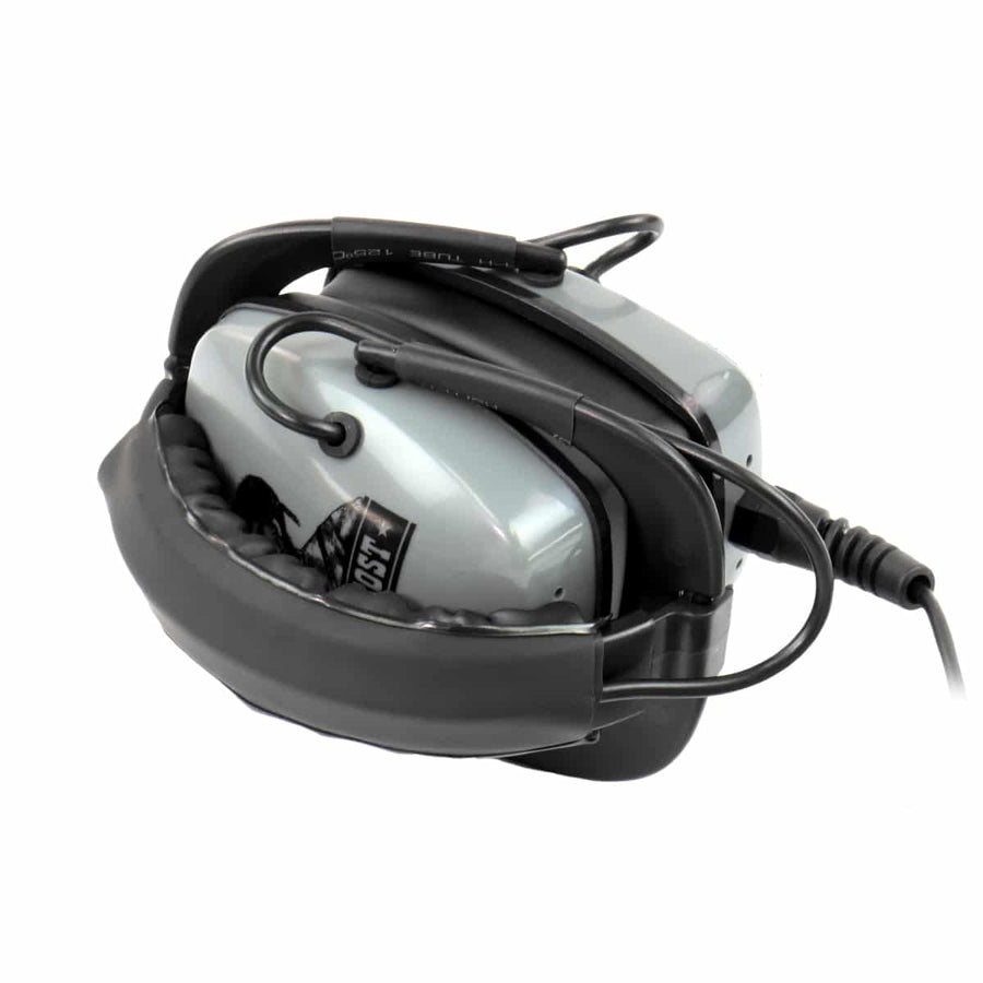 Gray Ghost Amphibian II headphones folded flat showing compact storage design