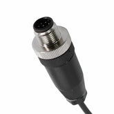 Close-up of Gray Ghost Amphibian II IP68 waterproof connector with silver screw-in tip for Nokta detectors