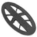 Black elliptical metal detector coil cover with protective grid pattern and mounting tabs for XP Deus 9.5 inch DD coil