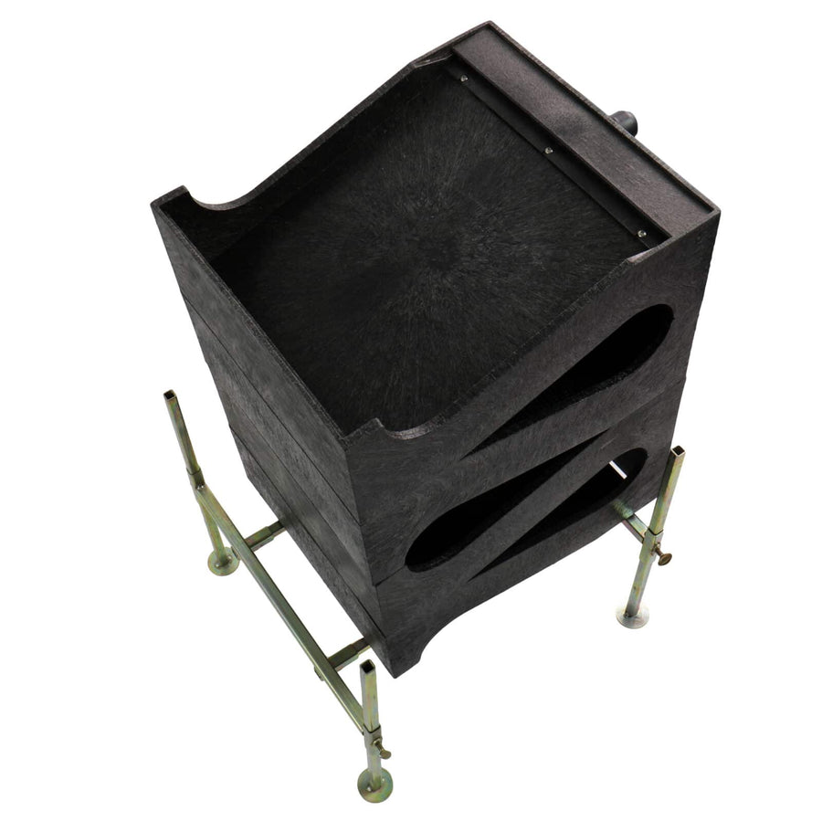 Overhead view of the Gold Cube 4 Stack Deluxe Complete Gold Prospecting Kit, with 3 Separator Trays and Stand 