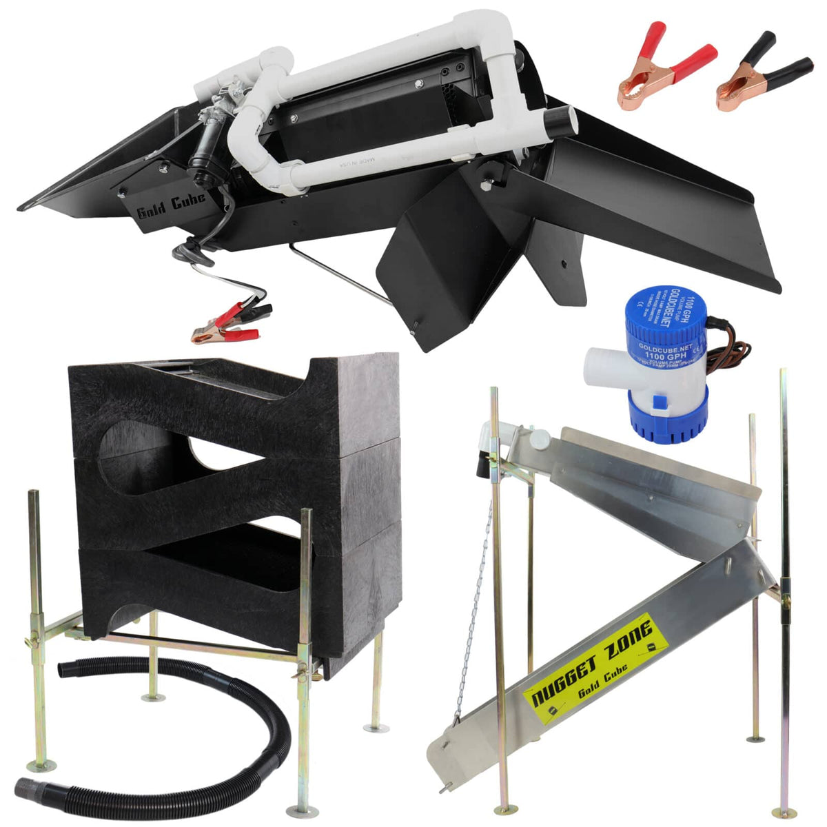 Gold Cube 3 Stack Deluxe kit with trommel and Nugget Zone highbanker bundle