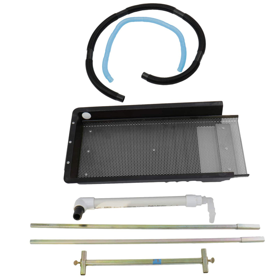 Gold Banker kit contents laid out with tray, hose, spray bar assembly, and stand extensions