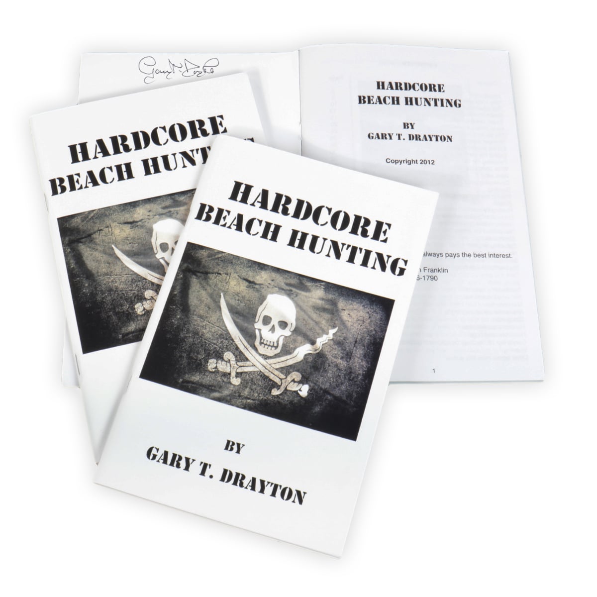 Back cover of Hardcore Beach Hunting book by Gary Drayton with chapter details