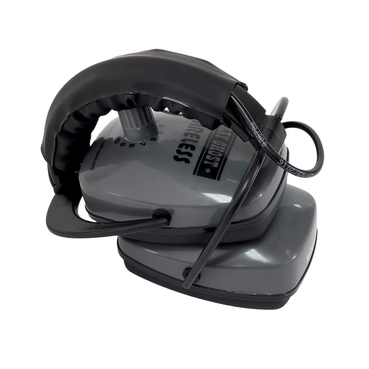Gray Ghost wireless headphone package contents including accessories and cables